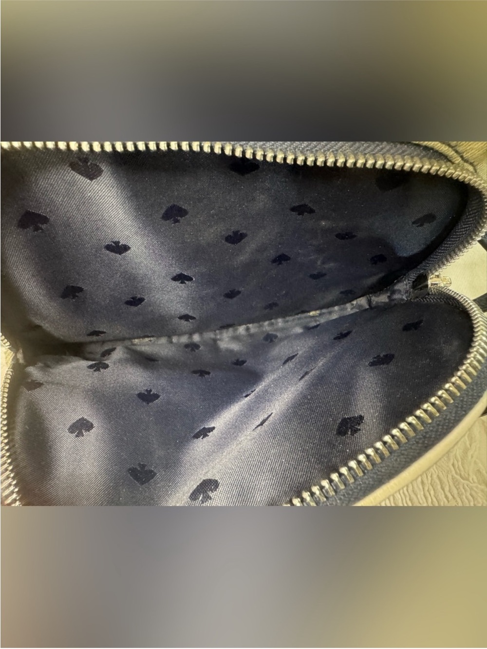 kate spade Navy and White Tie-Dye Denim Mini Backpack - Picture 14 of 16